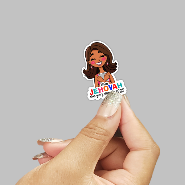 2025 Year Text Sticker - Dark-Skinned Girl with NWT Bible - Psalm 96:8