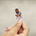 2025 Year Text Sticker - Dark-Skinned Brother with Coffee & NWT Bible - Psalm 96:8